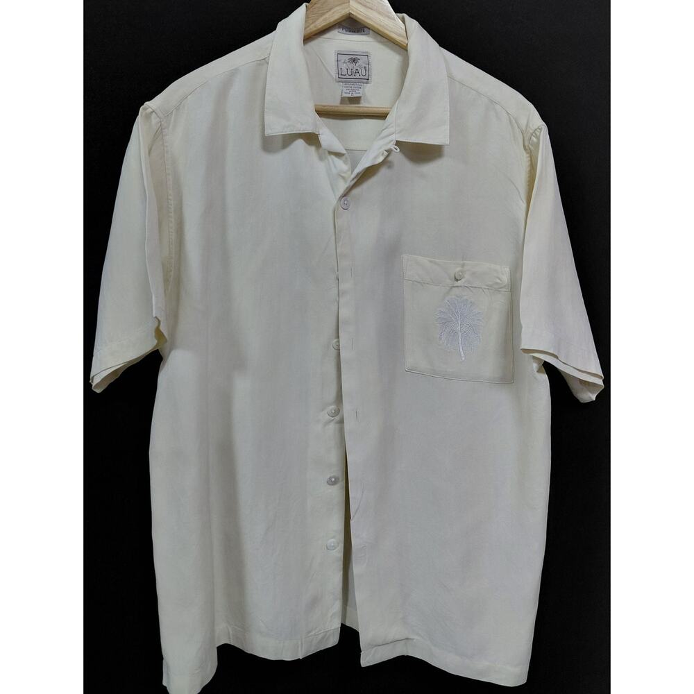 IP9 LU AU Limited Finest Silk Palm Tree Shirt Solid Short Sleeve Men Size L